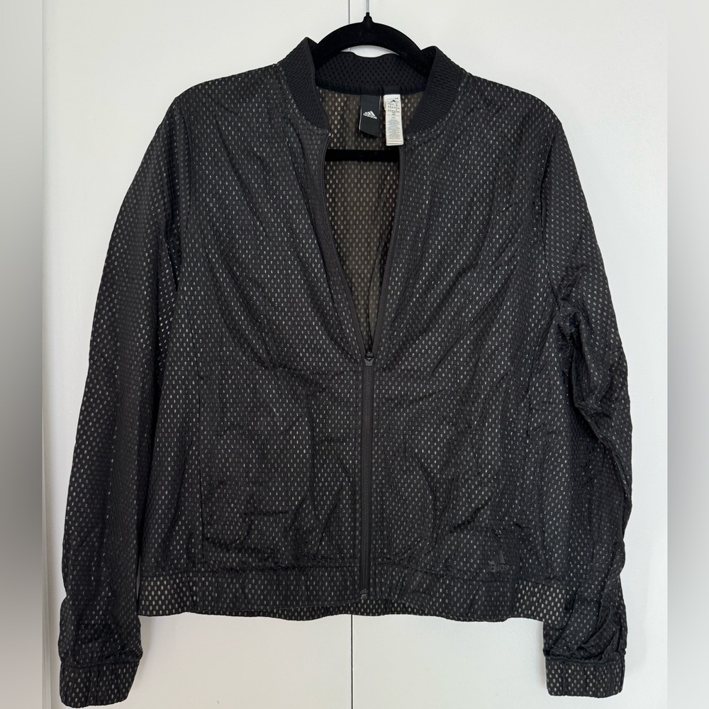 Adidas Black Net Pattern Bomber Jacket